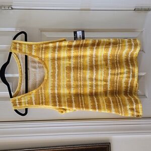 EDDIE BAUER BRAND WOMEN'S YELLOW, GOLD & WHITE SUMMER COTTON TANK SIZE LARGE
